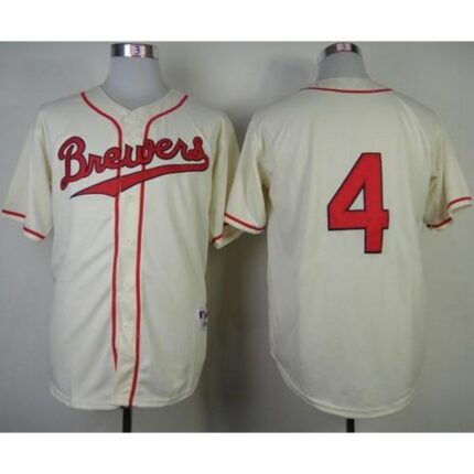 Brewers #4 Paul Molitor Cream 1948 Turn Back The Clock Stitched MLB Jersey