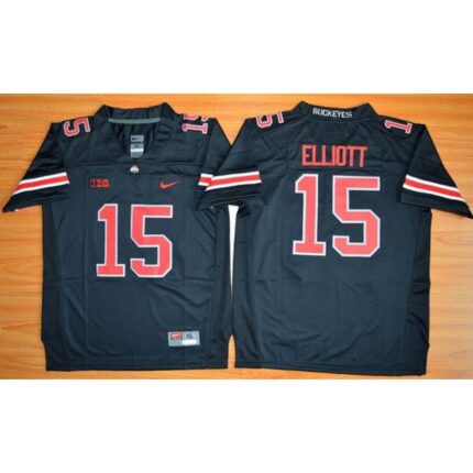 Buckeyes #15 Ezekiel Elliott Black(Red No.) Limited Stitched Youth NCAA Jersey
