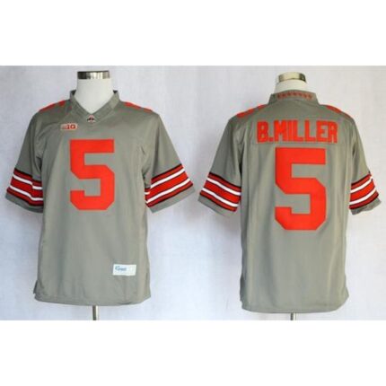Buckeyes #5 Braxton Miller Grey Limited Stitched NCAA Jersey