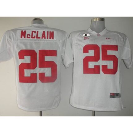 Crimson Tide #25 Rolando McClain White 2016 College Football Playoff National Championship Patch Stitched NCAA Jersey