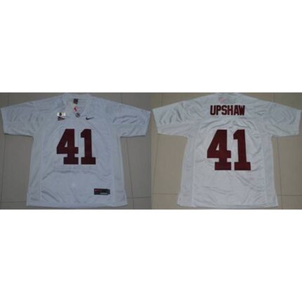 Crimson Tide #41 Courtney Upshaw White 2016 College Football Playoff National Championship Patch Stitched NCAA Jersey