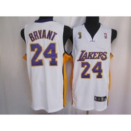 Lakers #24 Kobe Bryant Stitched White Champion Patch NBA Jersey