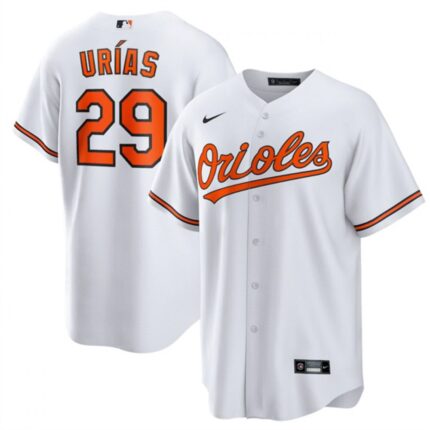 Men's Baltimore Orioles #29 Ramon Urias White Cool Base Stitched Jersey