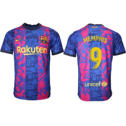 Men's Barcelona #9 Memphis 2021/22 training suit version Soccer Jersey