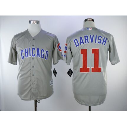 Men's Chicago Cubs #11 Yu Darvish Gray Cool Base Stitched MLB Jersey