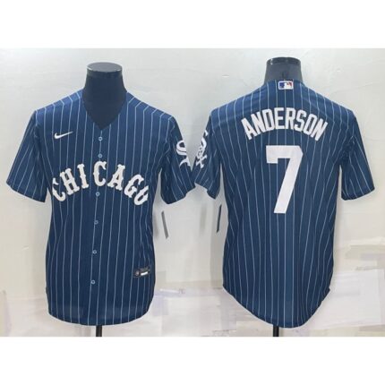 Men's Chicago White Sox #7 Tim Anderson Navy Cool Base Stitched Jersey