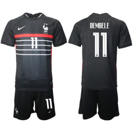 Men's France #11 Dembele Black 2022 FIFA World Cup Home Soccer Jersey Suit