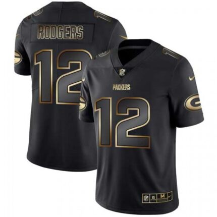 Men's Green Bay Packers #12 Aaron Rodgers 2019 Black Gold Edition Stitched NFL Jersey