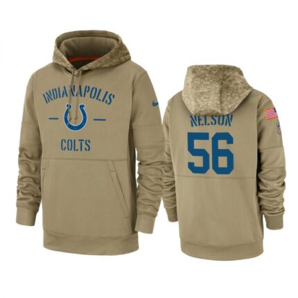 Men's Indianapolis Colts #56 Quenton Nelson Tan 2019 Salute to Service Sideline Therma Pullover Hoodie