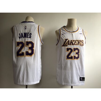 Men's Los Angeles Lakers #23 LeBron James White 2018/19 Association Edition Swingman Stitched NBA Jersey