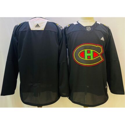 Men's Montreal Canadiens Blank 2022 Black Warm Up History Night  Stitched Jersey