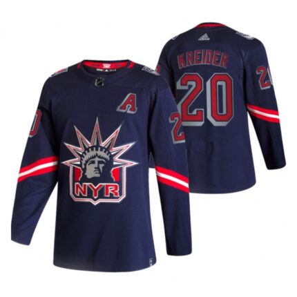 Men's New York Rangers #20 Chris Kreider 2021 Navy Reverse Retro Stitched Jersey