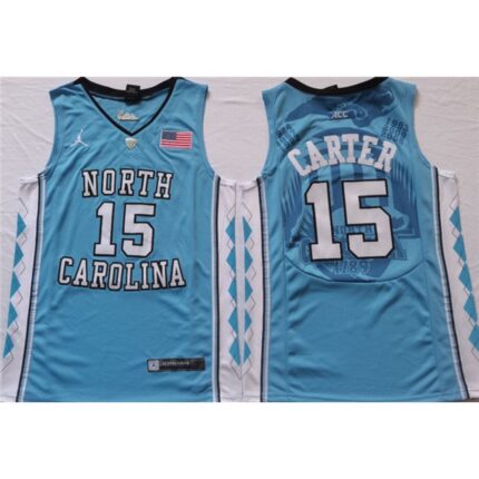 Men's North Carolina Tar Heels #15 Vince Carter Blue Stitched Jersey