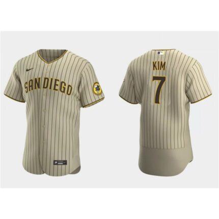 Men's San Diego Padres #7 Ha-Seong Kim Tan Flex Base Stitched Baseball Jersey