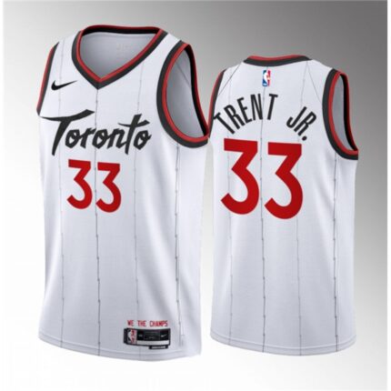 Men's Toronto Raptors #33 Gary Trent Jr. White 2023/24 Association Edition Stitched Basketball Jersey