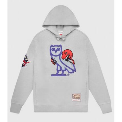 Men's Toronto Raptors OVO Jurassic Park OG Owl Grey Hoodie