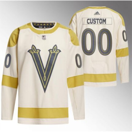 Men's Vegas Golden Knights Custom Cream 2024 Winter Classic Breakaway  Stitched Jersey