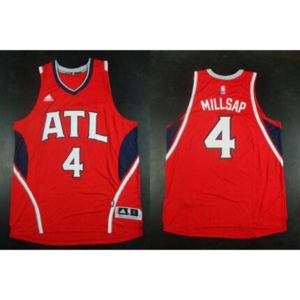 Revolution 30 Hawks #4 Paul Millsap Red Stitched NBA Jersey
