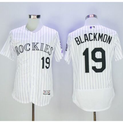 Rockies #19 Charlie Blackmon White Strip Flexbase Authentic Collection Stitched MLB Jersey