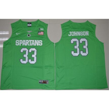 Spartans #33 Magic Johnson Apple Green Authentic Basketball Stitched NCAA Jersey