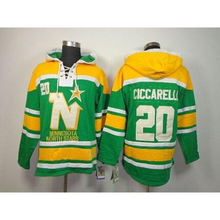 Stars #20 Dino Ciccarelli Green Sawyer Hooded Sweatshirt Stitched NHL Jersey