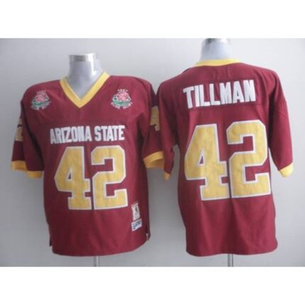 Sun Devils #42 Pat Tillman Red 1997 Rose Bowl Patch Stitched NCAA Jersey