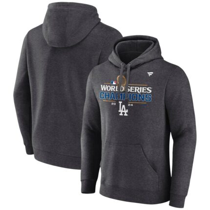 Men's Los Angeles Dodgers  Heather Charcoal 2024 World Series Champions Hoodie