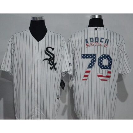 White Sox #79 Jose Abreu White(Black Strip) USA Flag Fashion Stitched MLB Jersey