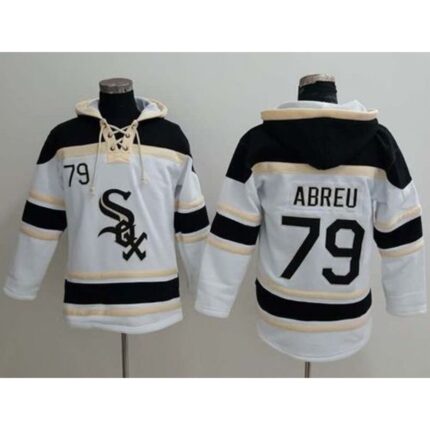 White Sox #79 Jose Abreu White Sawyer Hooded Sweatshirt MLB Hoodie
