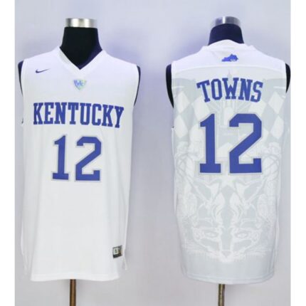 Wildcats #12 Karl-Anthony Towns White Basketball Stitched NCAA Jersey