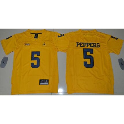 Wolverines #5 Jabrill Peppers Gold Jordan Brand Stitched Youth NCAA Jersey