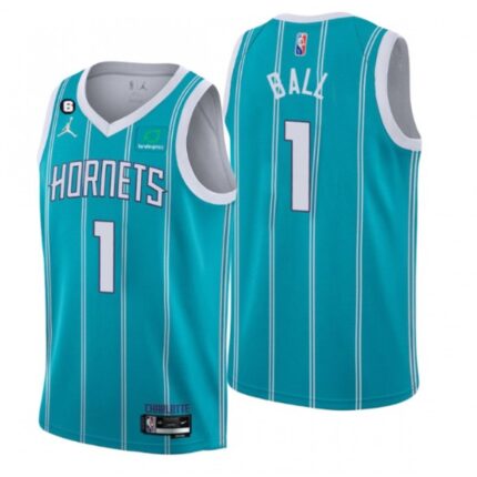 Youth Charlotte Hornets 2022-23 Teal Icon Edition No.6 Patch Stitched Basketball Jersey