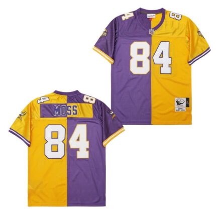Randy Moss 84 Minnesota Vikings Two-Toned Throwback Men Jersey - Purple/Yellow