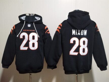 Cincinnati Bengals Black Hoodie #28 MIXON (with pockets)