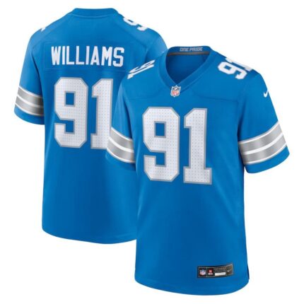 Men's Detroit Lions Tyleik Williams Nike Blue 2025 NFL Draft First Round Pick Game Jersey