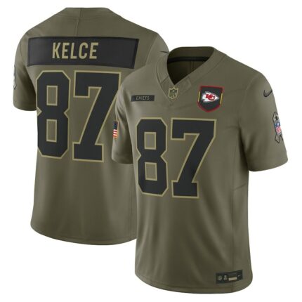 Men's Kansas City Chiefs Travis Kelce Nike Olive 2025 Salute to Service Limited Jersey